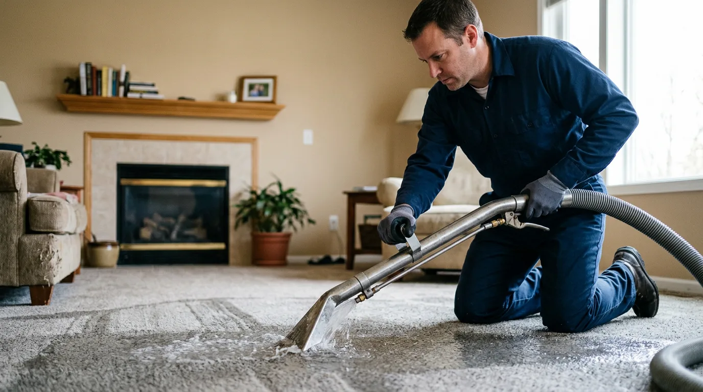 Water damage restoration technician working near Gloversville, NY